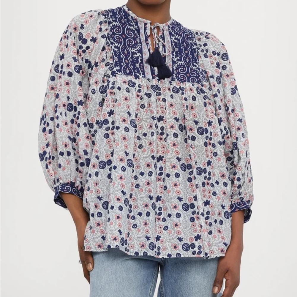 Mille Charlie Blouse in Blue Floral